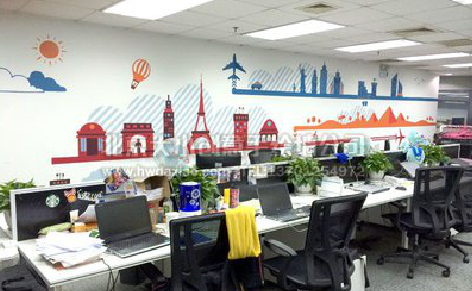  宝兴教你设计办公室墙绘的方法。