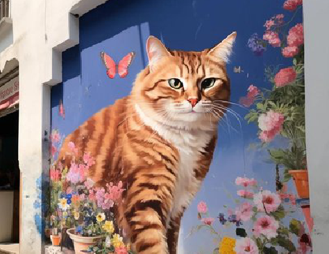  宝兴自己绘制有个性的手绘墙