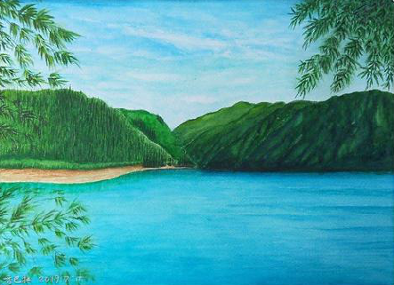  宝兴在墙绘中，如何绘画绿水青山？